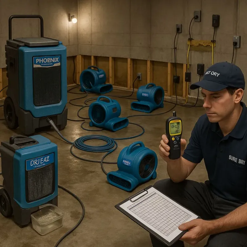 Structural Drying and Dehumidification process in Yosemite Lakes, CA